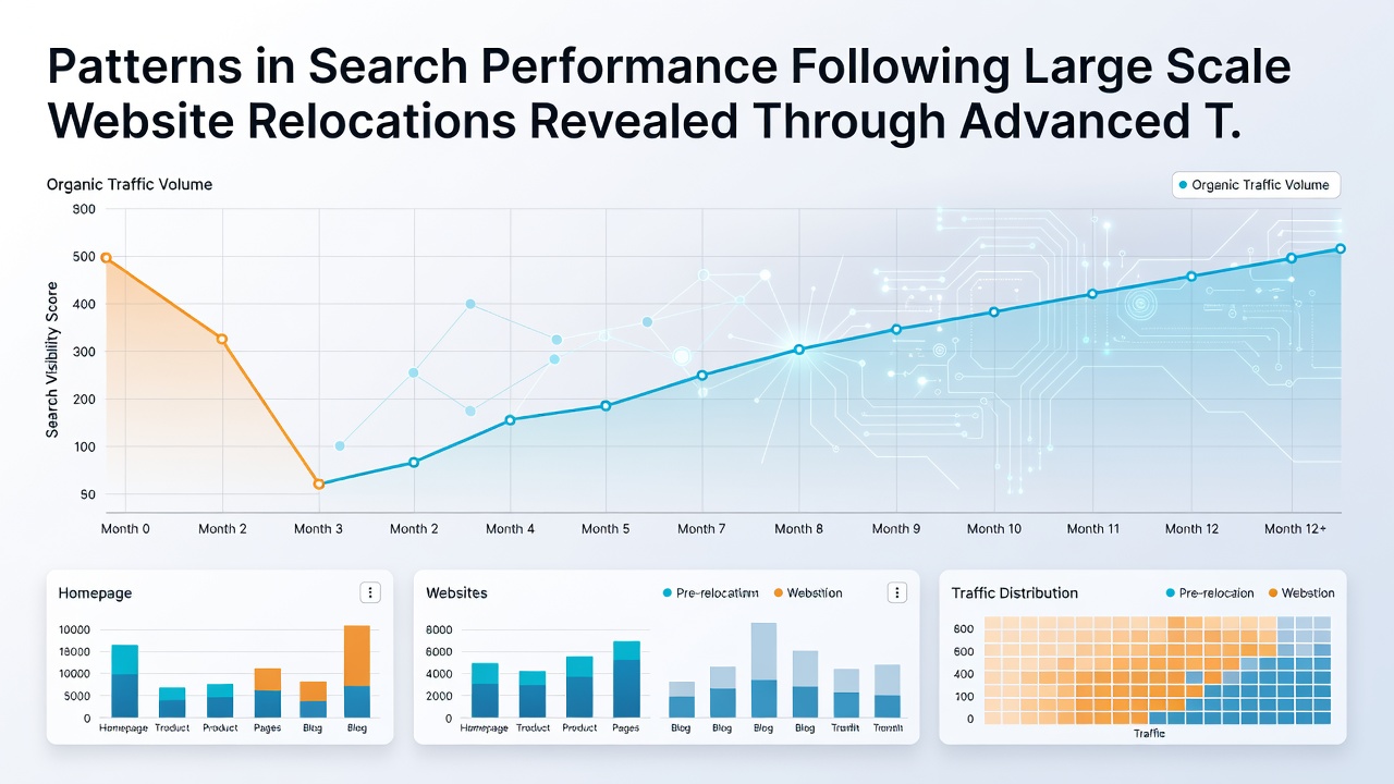 Detailed charts showing crawl budget allocation and ranking recovery curves after website domain changes